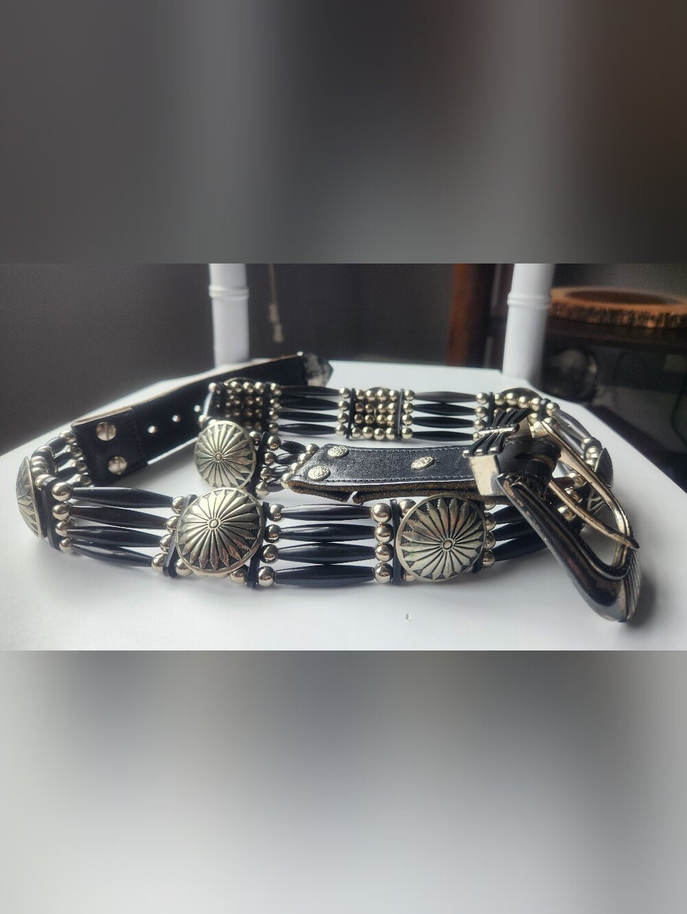 Black Concho Western-Style Women's Belt